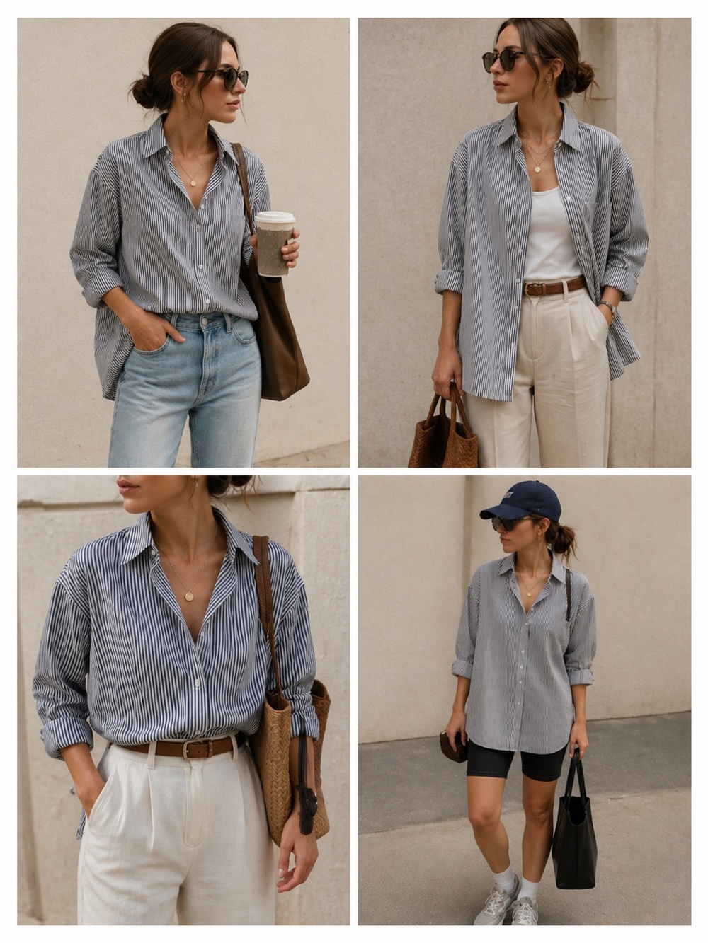 Navy Stripe Boyfriend Button Down Shirt 100% Cotton Oversized L - Picture 4 of 7